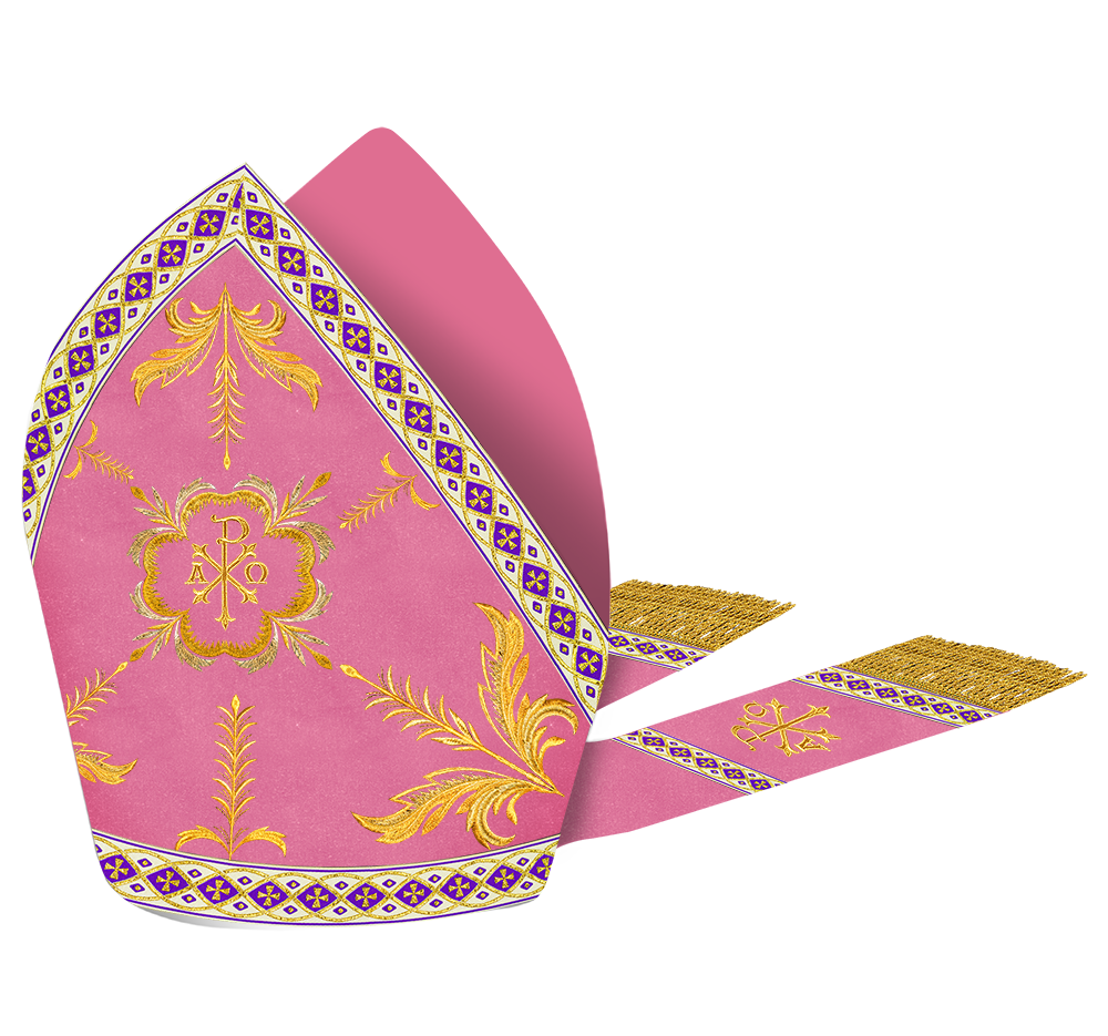 Mitre with Adorned Embroidery Motif and Trims