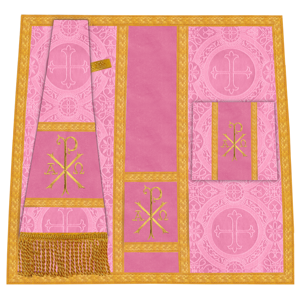 Roman Chasuble Vestment with Spiritual Motif and Ornate Braids