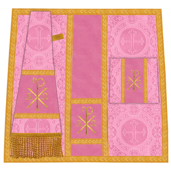 Roman Chasuble Vestment with Spiritual Motif and Ornate Braids