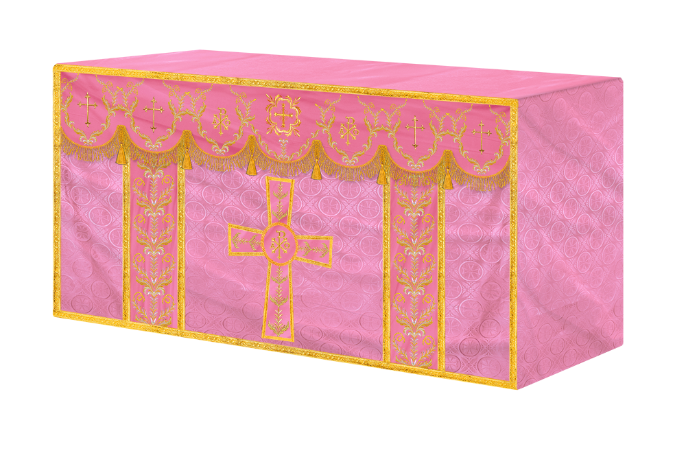 Handcrafted Church Altar Cloth with Detailed Embroidered Trims