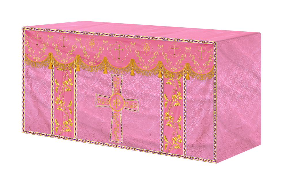 Elegant Embroidered Altar Cloth with Decorative Trim