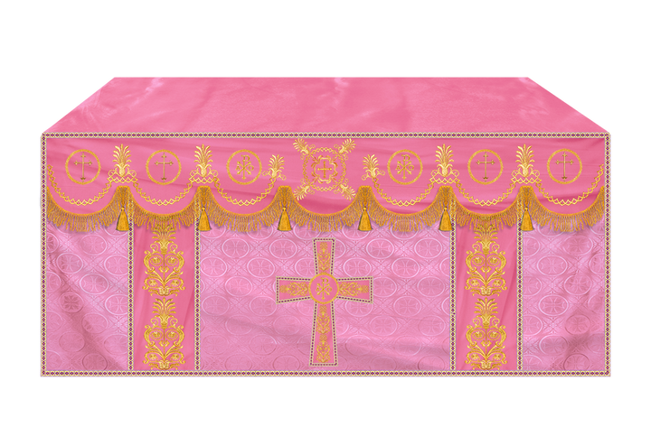 Traditional Altar Cloth with Embroidered Cross & Braided Trims