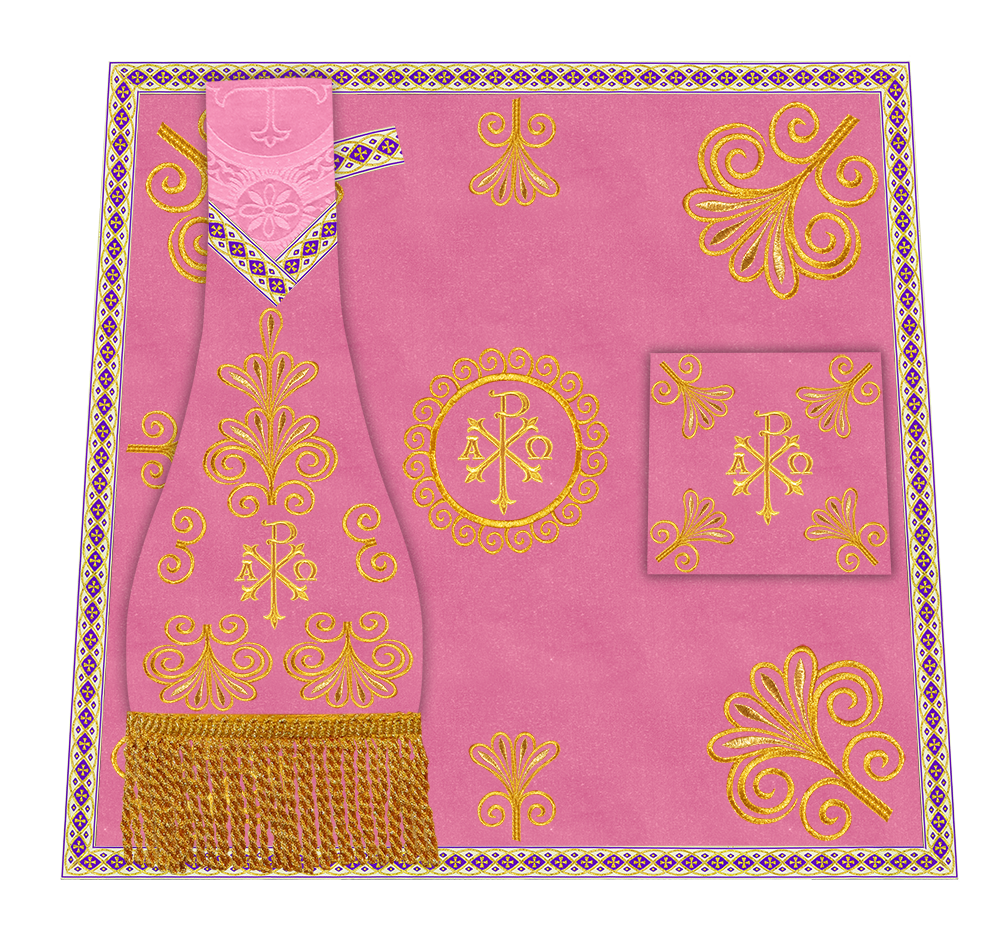 Roman Chasuble Vestment enriched With Coloured Braids and Trims