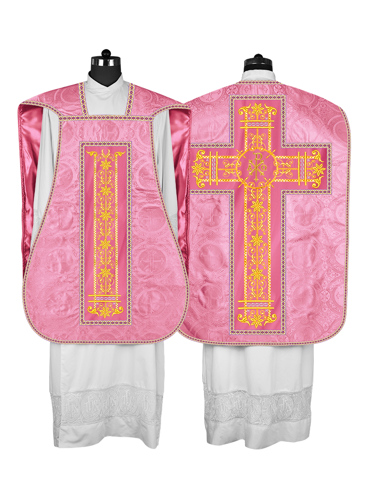 Roman Chasuble Vestment Enhanced With Orphrey and Trims