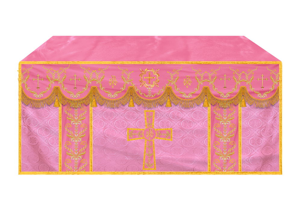 Handcrafted Church Altar Cloth with Detailed Embroidered Trims