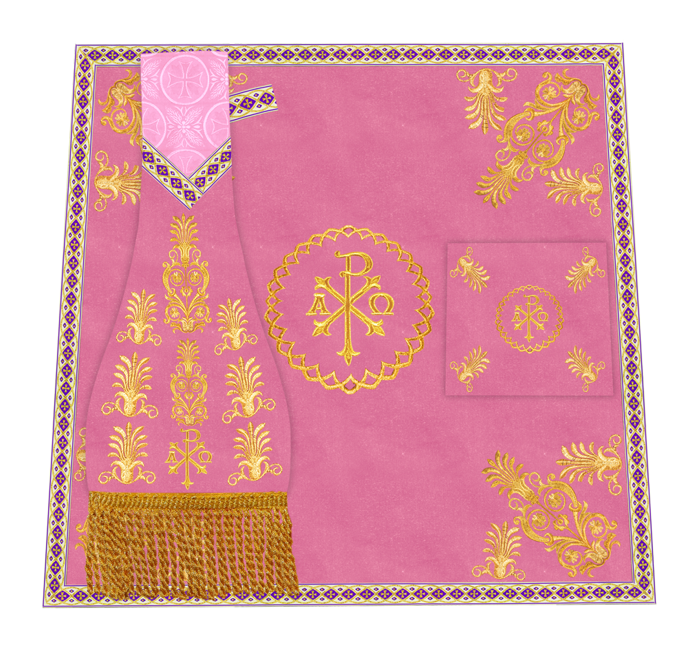 Traditional Altar Cloth with Embroidered Cross & Braided Trims