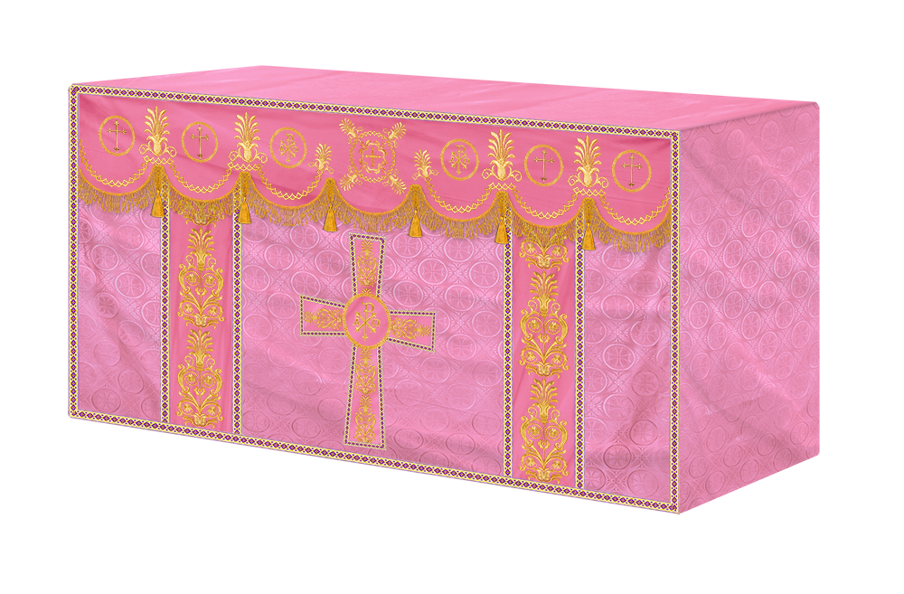 Traditional Altar Cloth with Embroidered Cross & Braided Trims