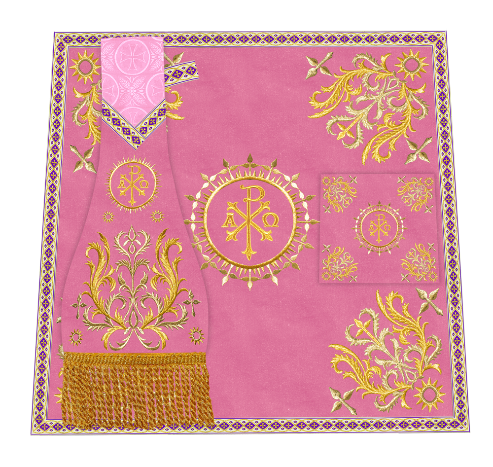 Embroidered Altar Frontal with Ornate Orphrey & Cross Design