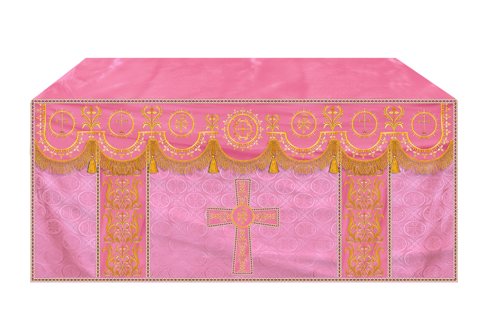 Embroidered Altar Frontal with Ornate Orphrey & Cross Design