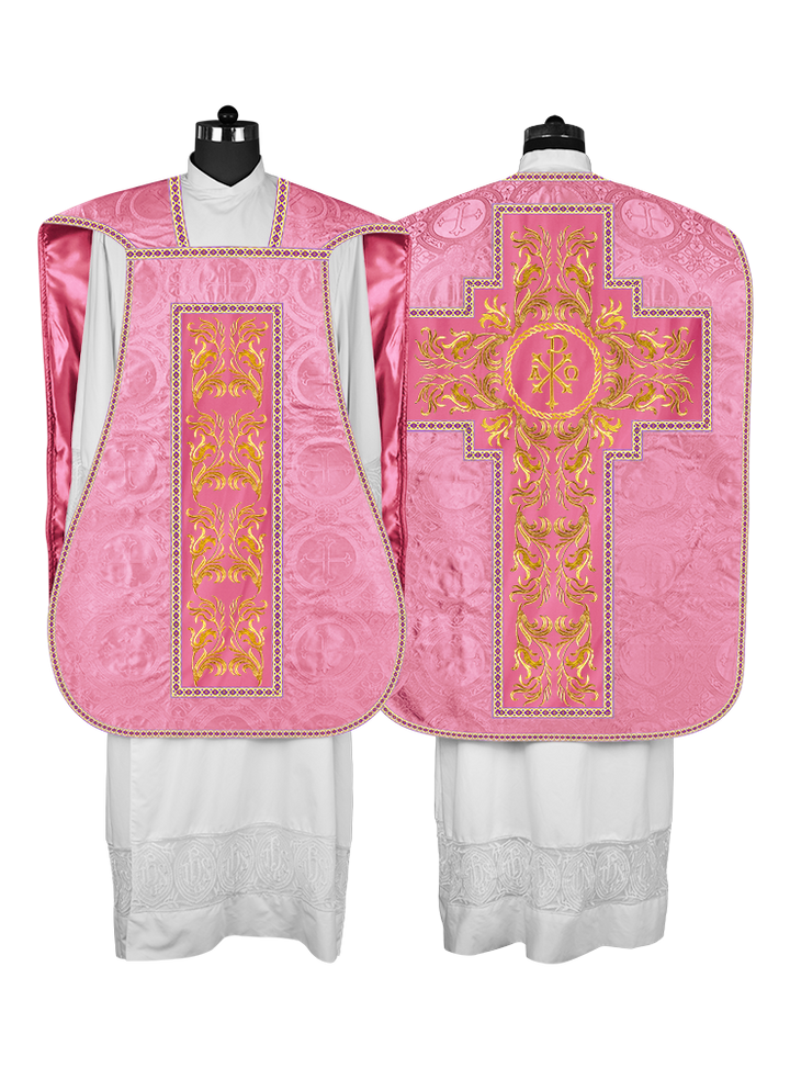 Roman Chasuble Vestment With Woven Braids and Trims