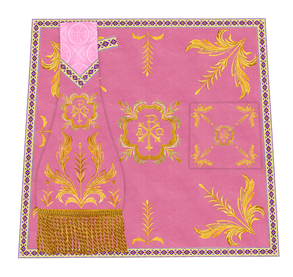 Altar Table Cloth with Fine Embroidered Trims & Spiritual Motifs