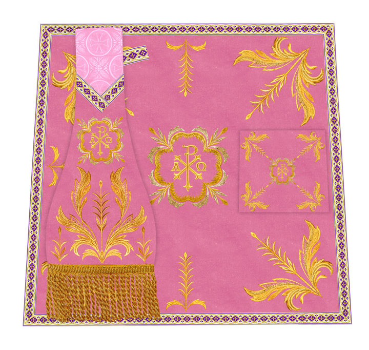 Altar Table Cloth with Fine Embroidered Trims & Spiritual Motifs