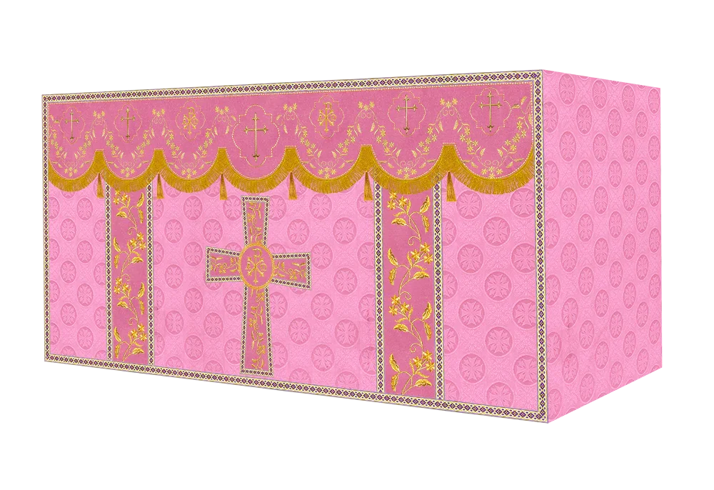 Elegant Embroidered Altar Cloth with Decorative Trim