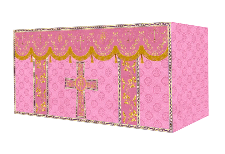 Elegant Embroidered Altar Cloth with Decorative Trim