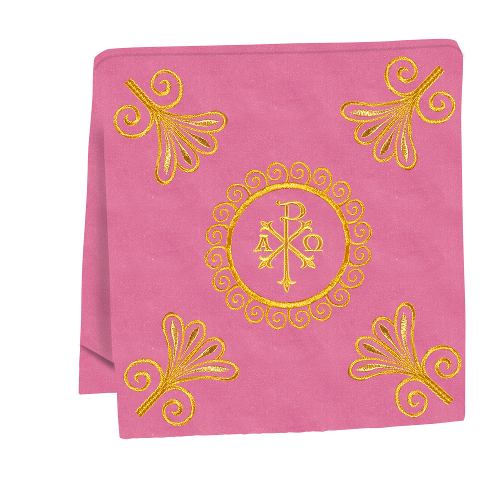 Traditional Altar Cloth Adorned with Embroidered Trims and Motif