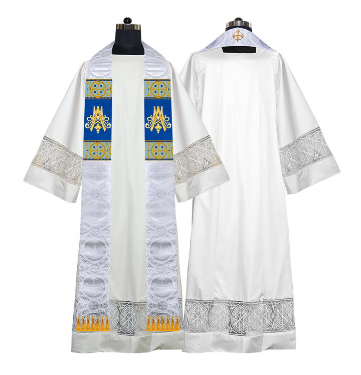 Marian Clergy Stole vestment with Braided Trims