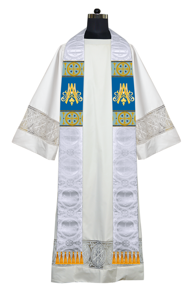 Marian Clergy Stole vestment with Braided Trims