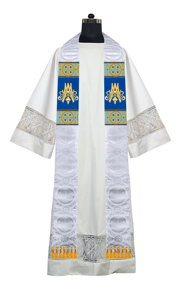 Marian Clergy Stole vestment with Braided Trims