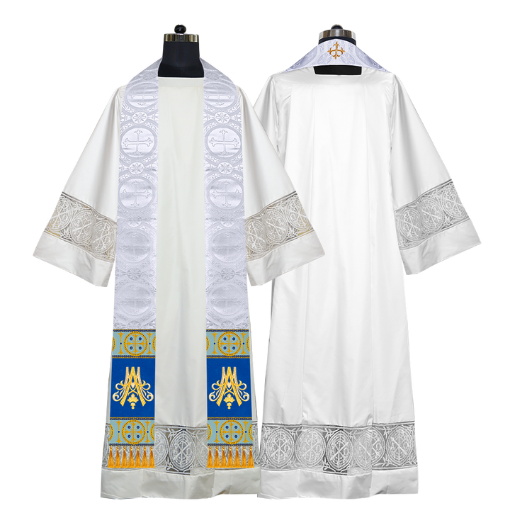 Marian Clergy Stole with Woven Adorned Braids