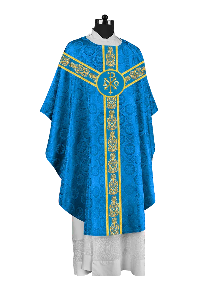 Handcrafted Gothic Chasuble with Traditional Embroidered Orphrey
