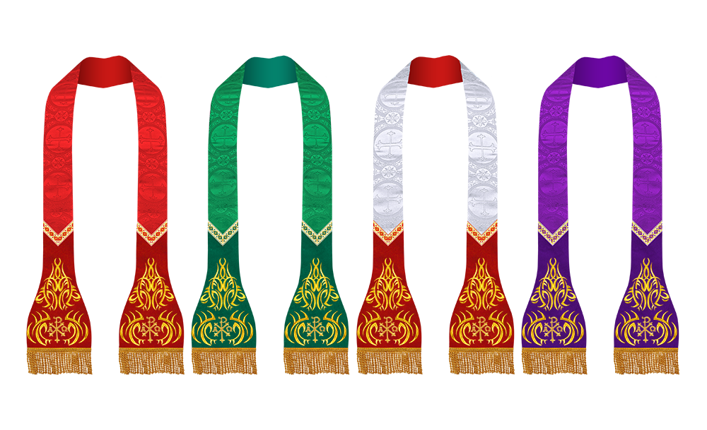 Set of Four Liturgical Roman Stole with Trims