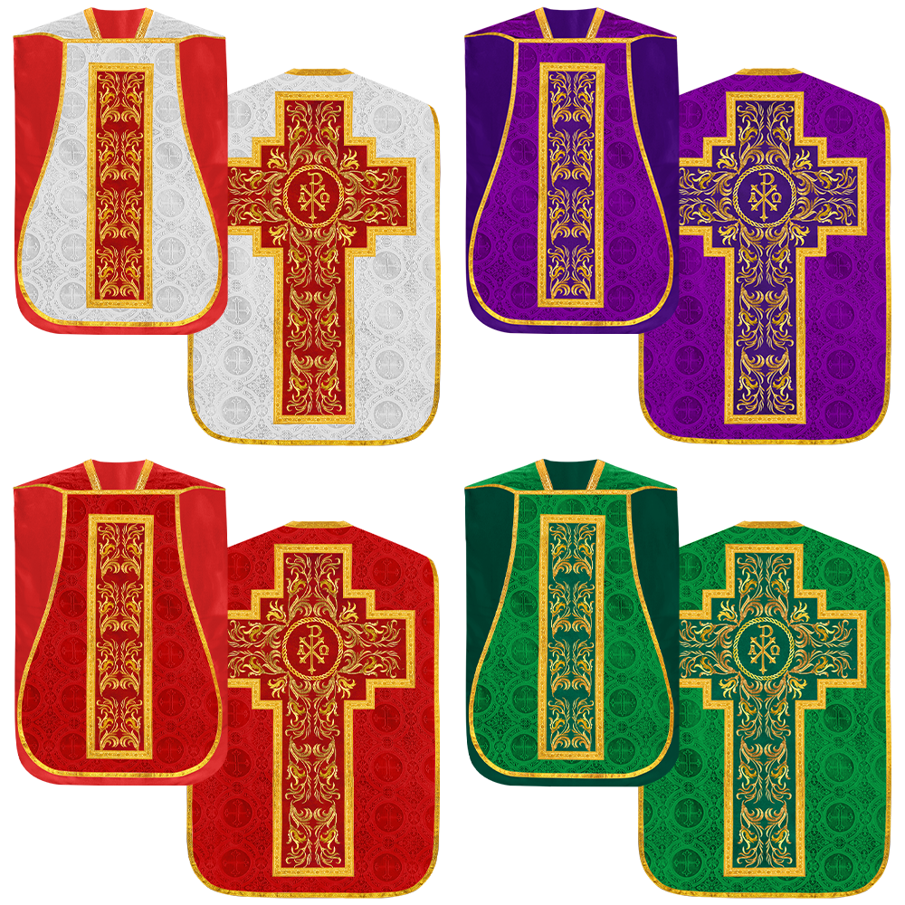 Set of Four Liturgical Roman Chasuble Vestment