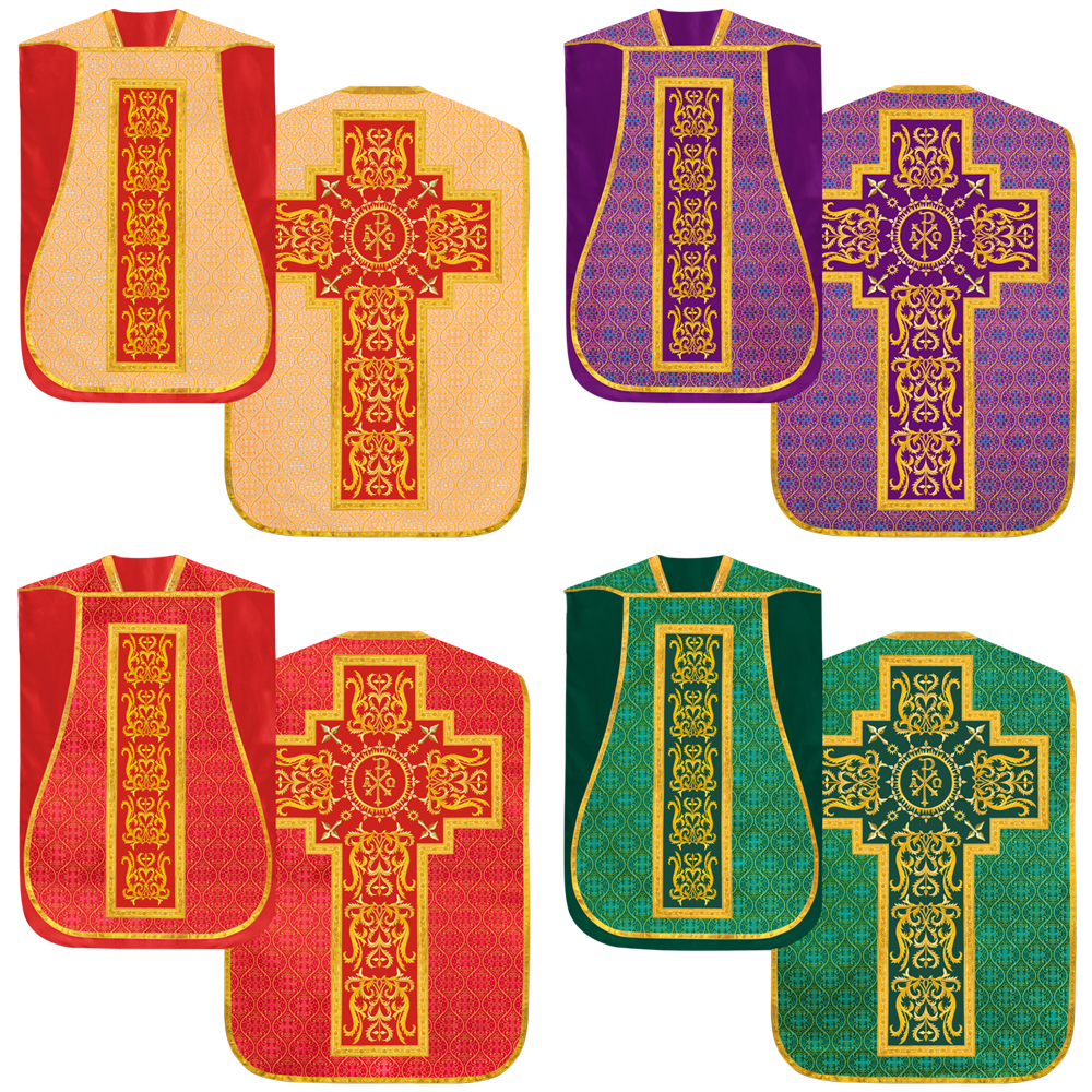 Set of Four Roman Chasuble with matching stole