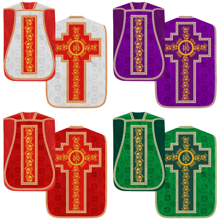 Set of Four Grapes Embroidery Roman Chasuble Vestments