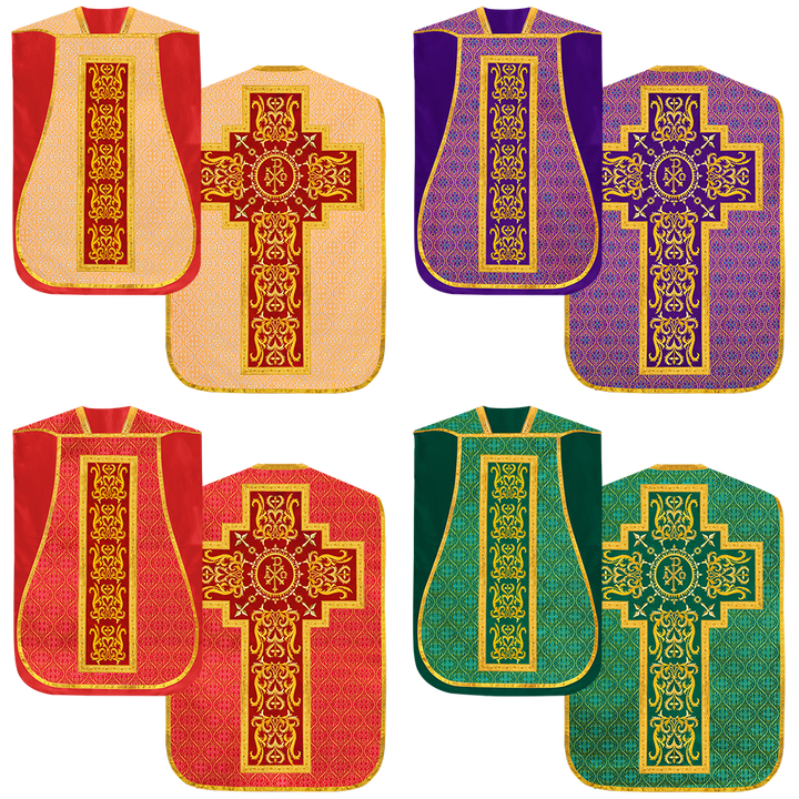 Set of Four Roman Chasuble with matching stole