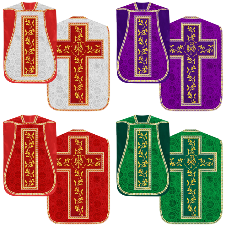 Set of Four Floral Embroidery Roman Chasuble