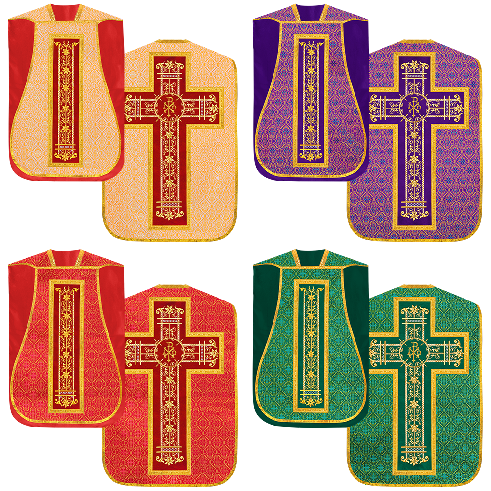 Set of Four Catholic Fiddleback Vestments