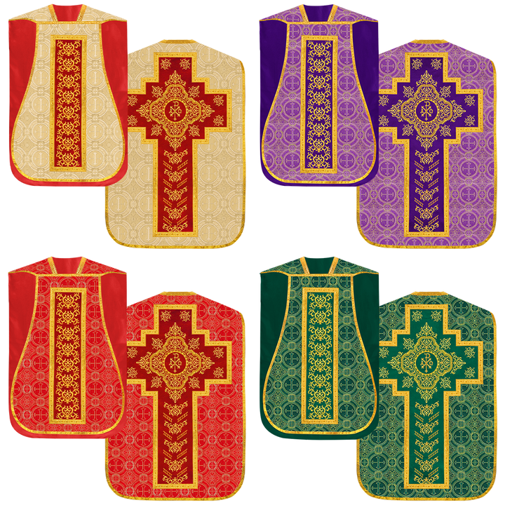 Set of four Roman Chasuble with stole