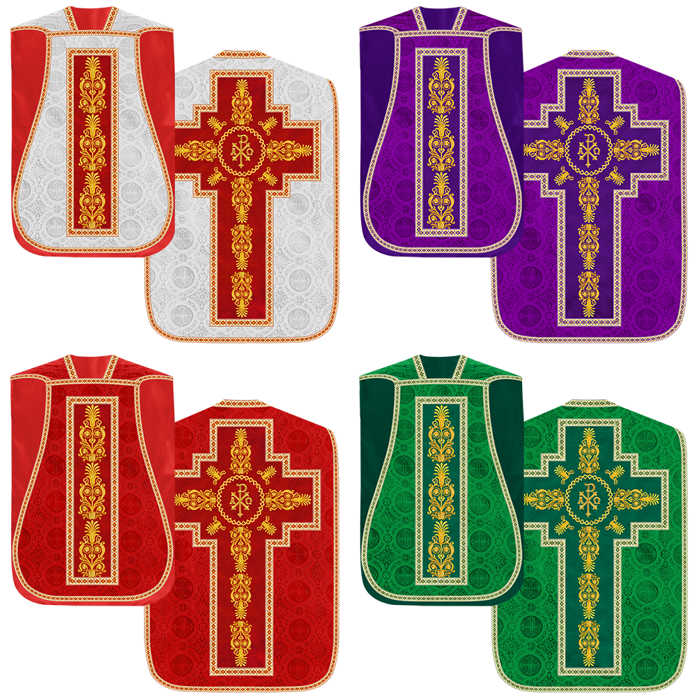 Set of Four Traditional Roman chasuble Vestments