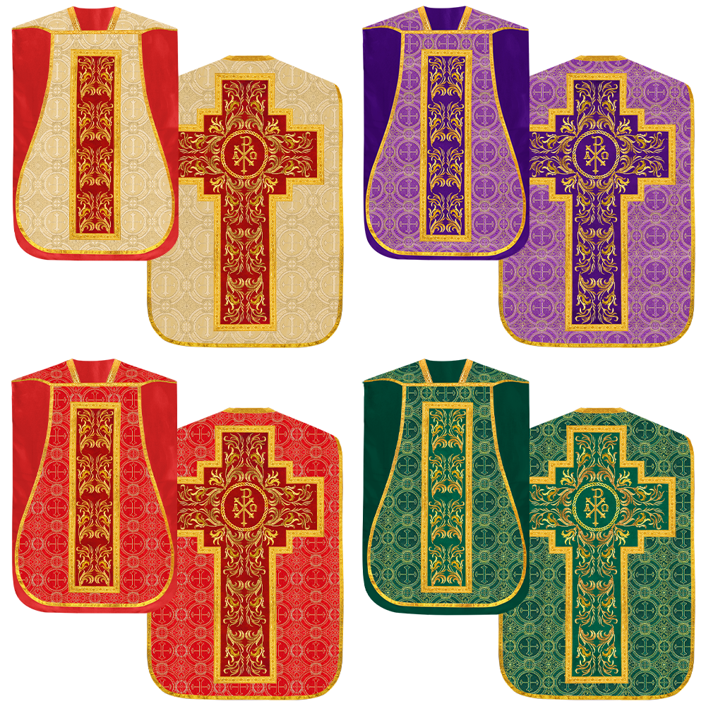 Set of Four Liturgical Roman Chasuble Vestment