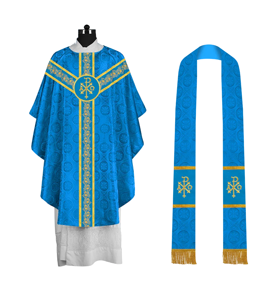 Elegant Gothic Chasuble for Priests with Grapes Embroidery