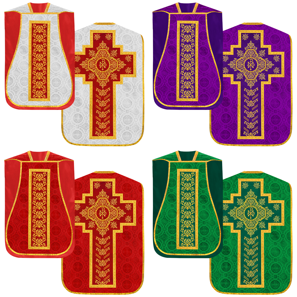 Set of four Roman Chasuble with stole