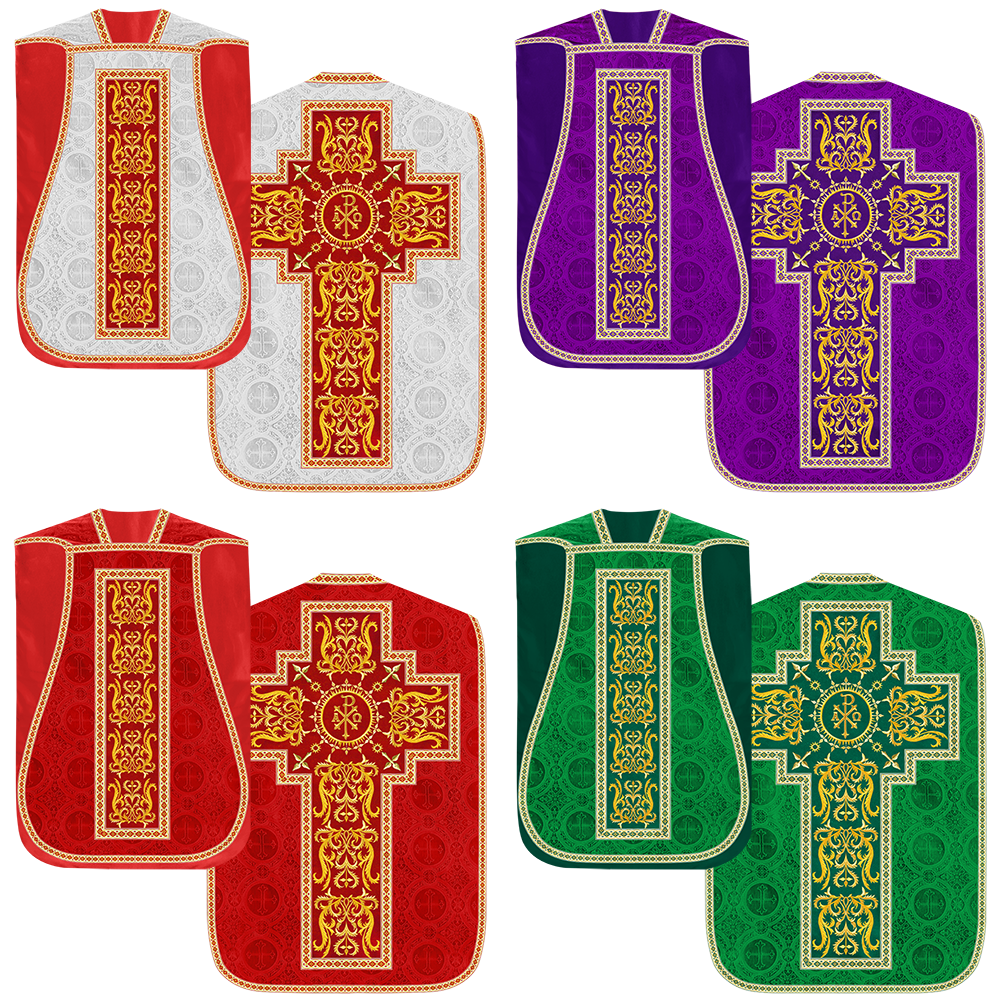 Set of Four Beautiful Roman chasuble vestments