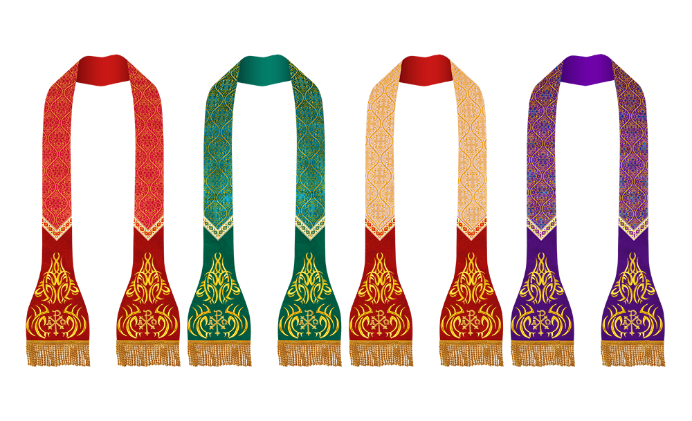 Set of Four Liturgical Roman Stole with Trims