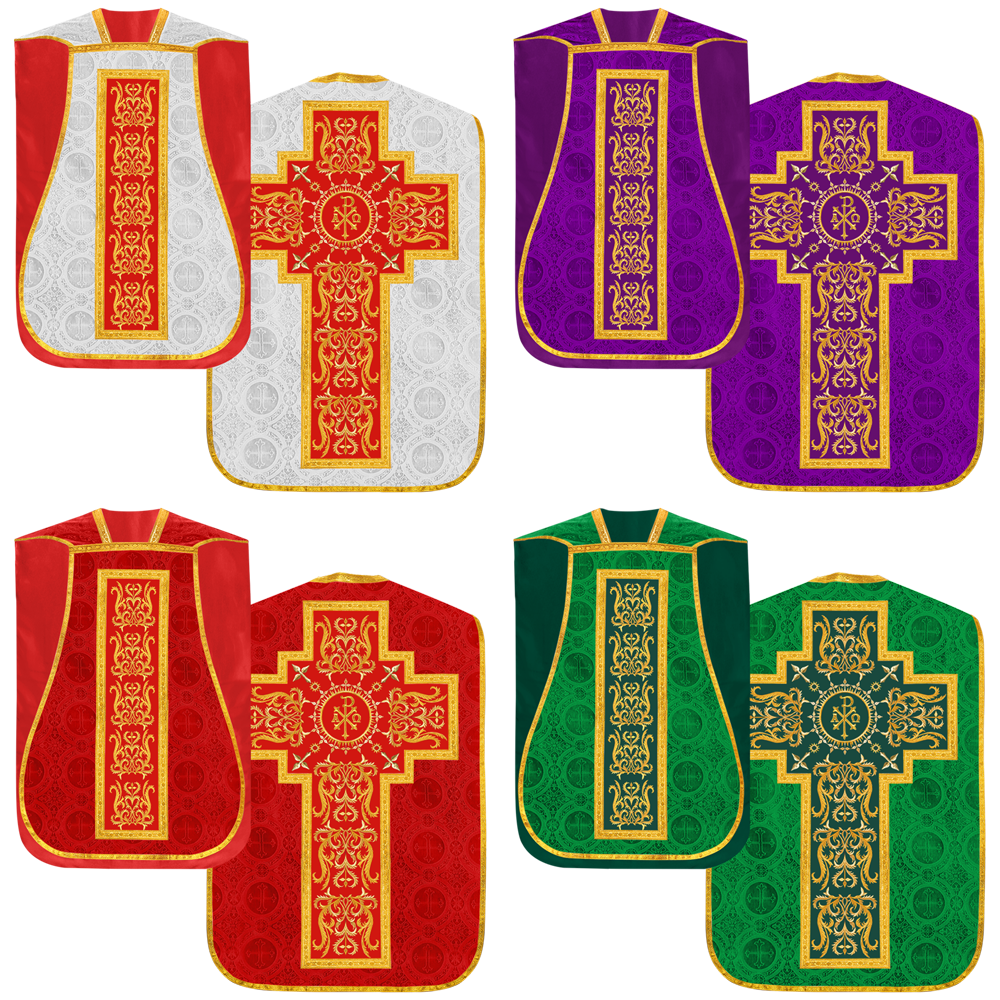 Set of Four Roman Chasuble with matching stole