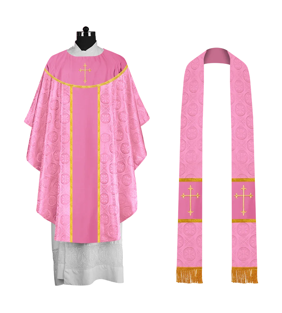 Ornate Gothic Chasuble with embroidered Cross Motif