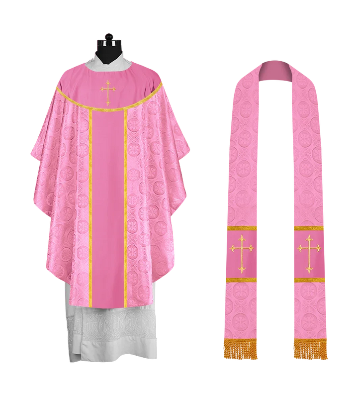 Ornate Gothic Chasuble with embroidered Cross Motif