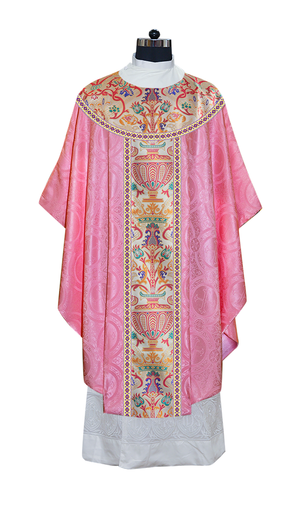 Gothic Chasuble in Coronation Tapestry Enhanced with Orphrey and Trims