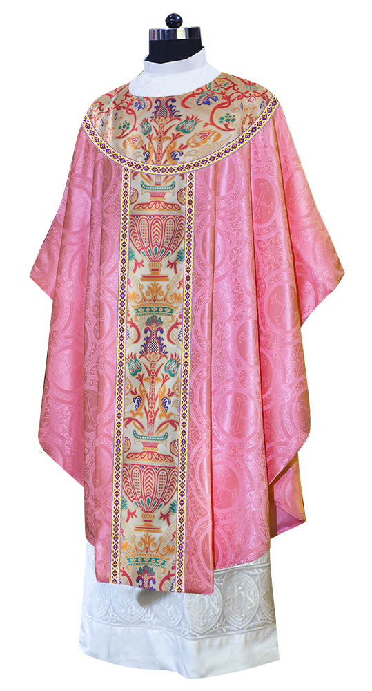 Gothic Chasuble in Coronation Tapestry Enhanced with Orphrey and Trims