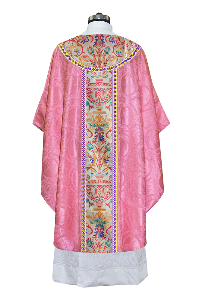 Gothic Chasuble in Coronation Tapestry Enhanced with Orphrey and Trims