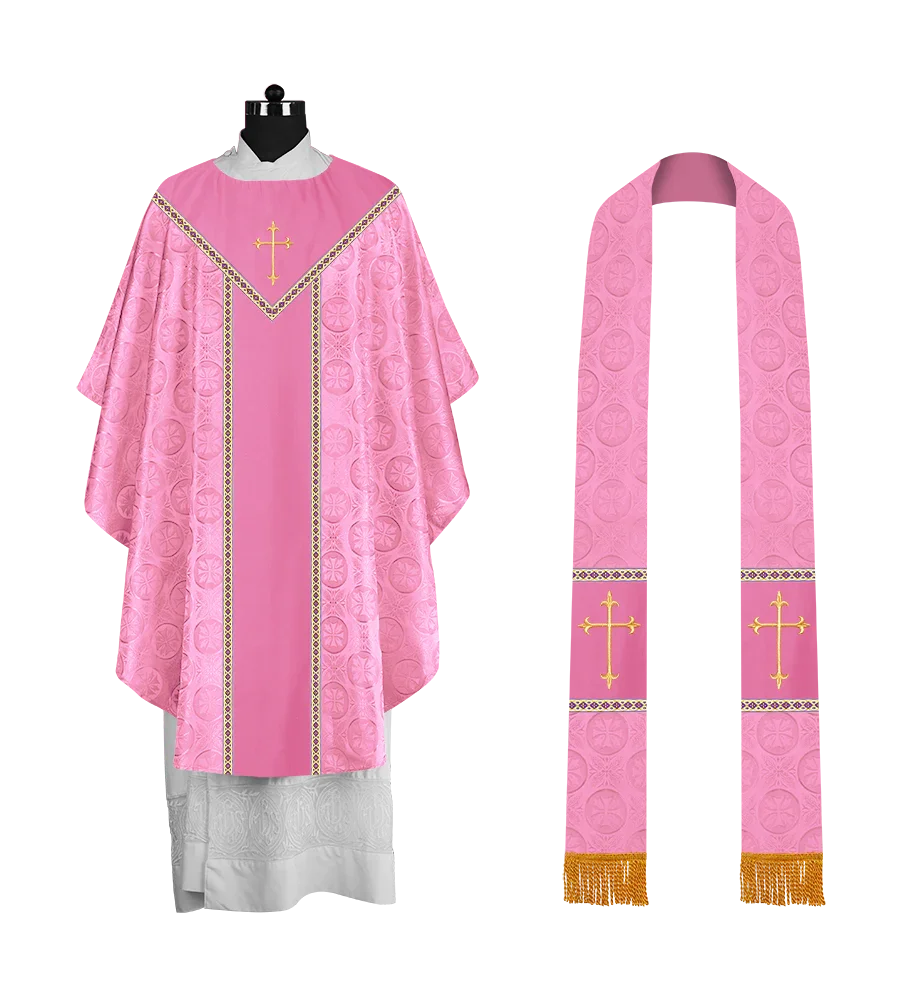 Ornate Gothic Chasuble with embroidered Cross Motif
