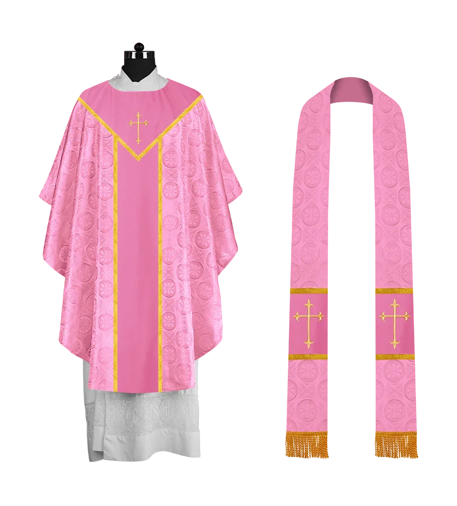 Ornate Gothic Chasuble with embroidered Cross Motif