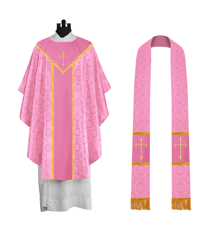 Ornate Gothic Chasuble with embroidered Cross Motif