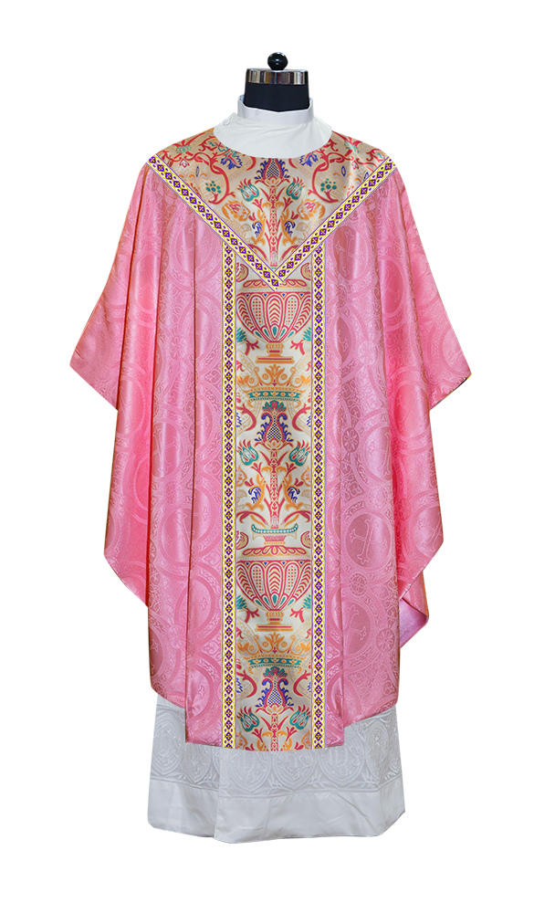 Gothic Chasuble in Coronation Tapestry Enhanced with Orphrey and Trims