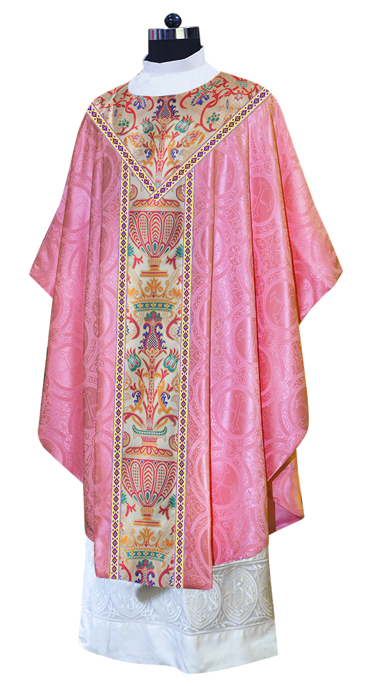 Gothic Chasuble in Coronation Tapestry Enhanced with Orphrey and Trims