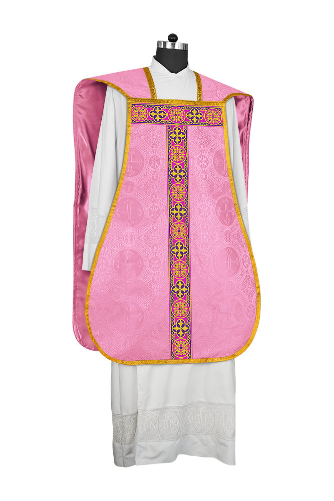 Vestidura romana con espalda de violín, motivos y ribetes trenzados 